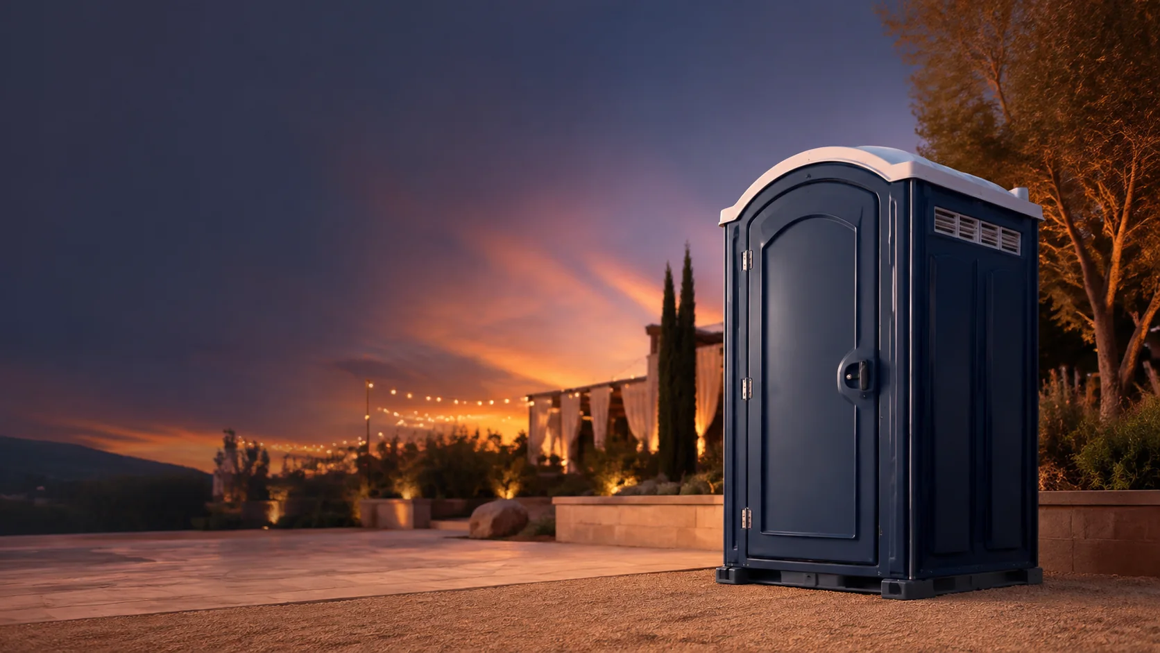 Portable restroom shown for rental planning in Keene, NH